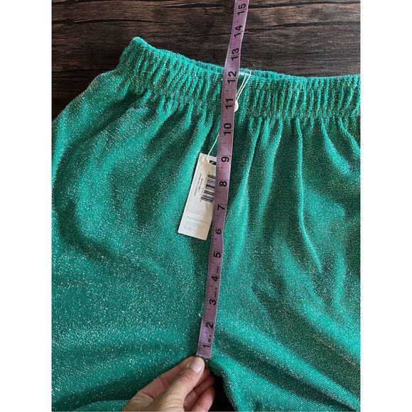 FRANKIES BIKINIS Johnson Terry Lurex Pant Mistletoe Green Flare Size L NWT - Picture 15 of 16